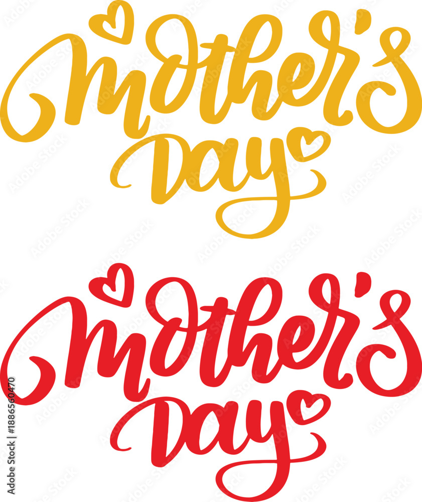 Fototapeta premium Mother’s Day Typography icon set. Text Design with floral Lettering and Mother Love Symbols.