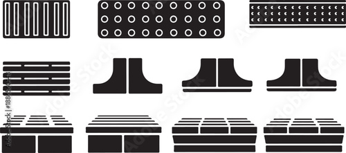 Various Footwear and Sole Types in Black and White