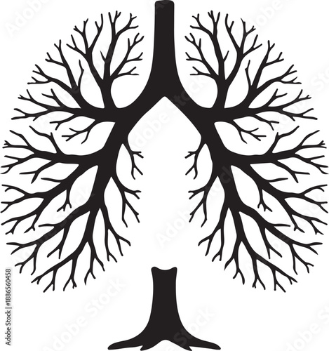 Tree vector silhouette shaped like human lungs