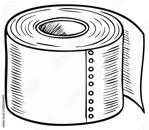Hand drawn toilet paper roll vector illustration in a doodle sketch cartoon style