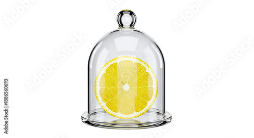 Lemon Slice Under Glass Cloche