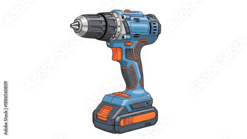 Obraz na płótnie Blue cordless drill isolated on transparent background