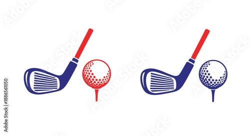 Golf clubs a golf ball on a tee simple vector illustration design