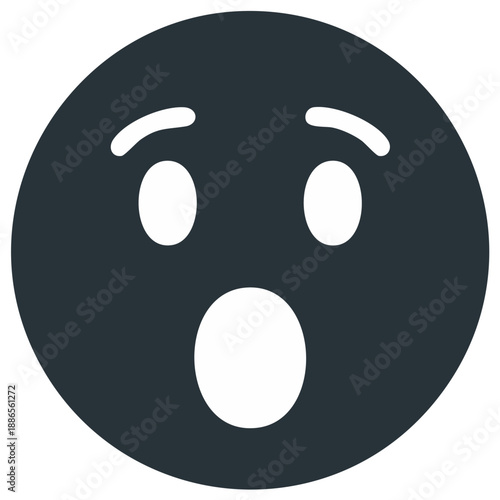 Surprised face emoji circle expressing shock and awe in a simple and minimalist design