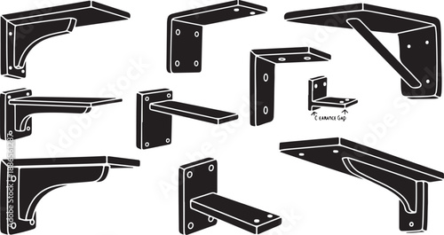 Collection of various metal bracket designs and shapes