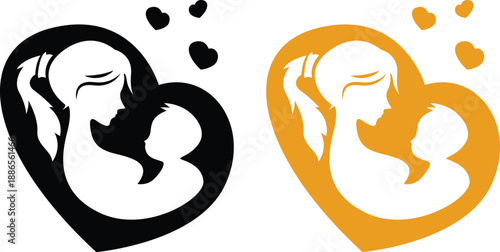 Mother’s Day Typography icon set. Text Design with floral Lettering and Mother Love Symbols.