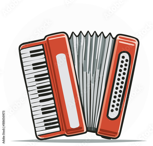 Red Accordion Musical Instrument Traditional Button Accordion Keys Concertina Squeezebox