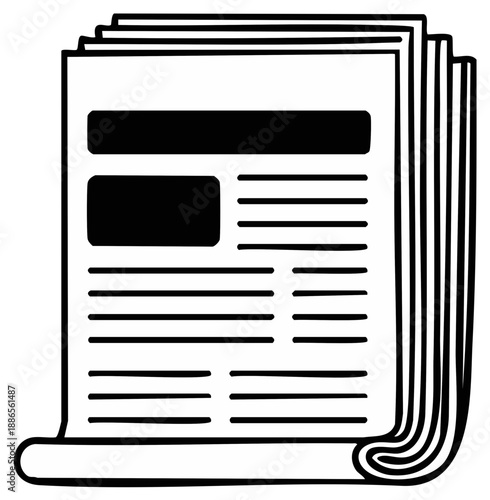 Stack of newsprint, articles and announcements. Paper documents vector illustration.
