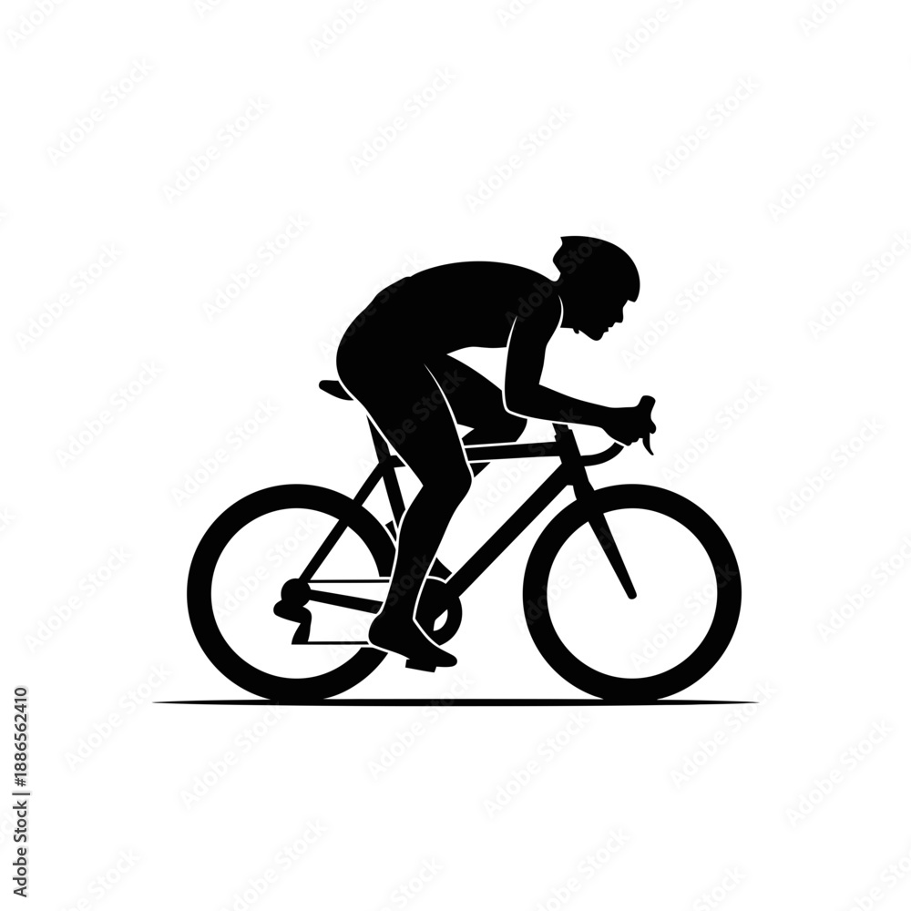 Obraz premium Silhouette of a Cyclist Riding Bike Racing Pose Sports Vector Illustration Isolated on White