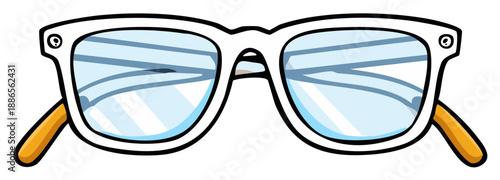 Cartoon sunglasses with white frame and blue lenses