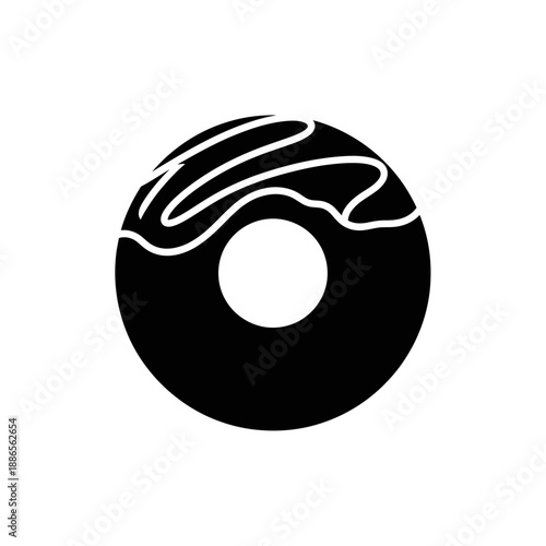 Silhouette of a Glazed Donut Ring Sweet Food Icon Vector Illustration Isolated on White Background