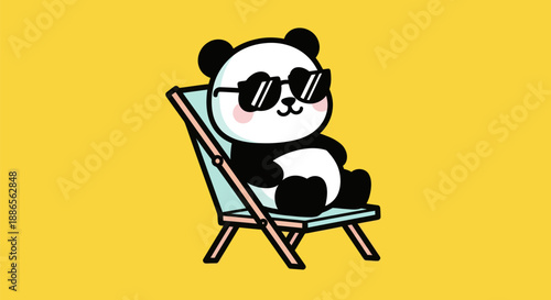 Cartoon panda relaxing in sunglasses
