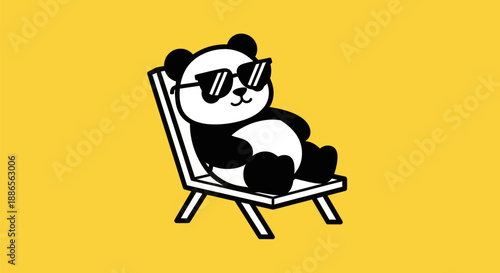 Cartoon panda relaxing in sunglasses