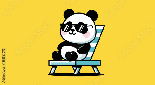 Cartoon panda relaxing in sunglasses