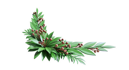 Green Leaf and Berry Corner Decoration