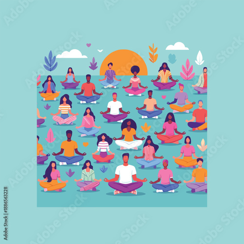 mindfulness and serenity flat people lifestyle icon