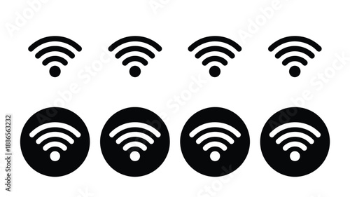 Black wifi signal white symbols