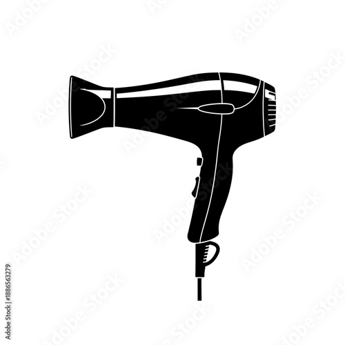 Silhouette of a Hair Dryer Salon Tool Beauty Appliance Icon Vector Illustration Isolated on White