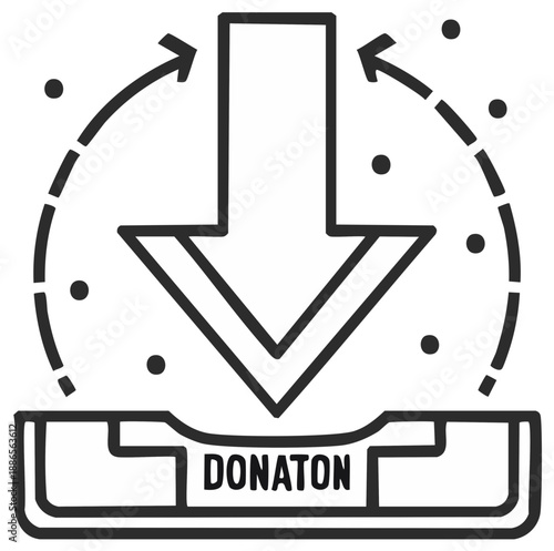 Donation concept with arrow symbol, support and charity outline icon.
