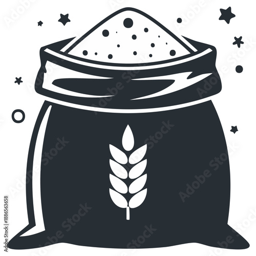 Sack with Wheat Grain Heap Illustration for Food, Pastry, and Agriculture Concepts