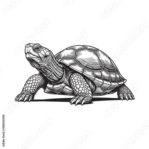 Detailed illustration of a tortoise on white background