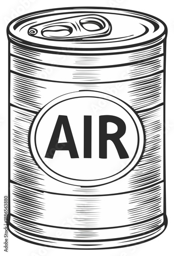 Vintage illustration of a can labeled AIR symbolizing oxygen or freshness
