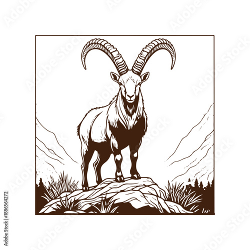 Majestic mountain goat standing on rocky outcrop