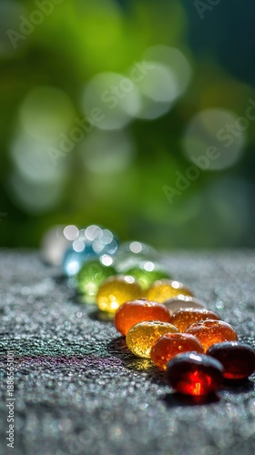 Wallpaper Mural Colorful Glass Stones Droplets Green Bokeh Right Edge Layout Torontodigital.ca