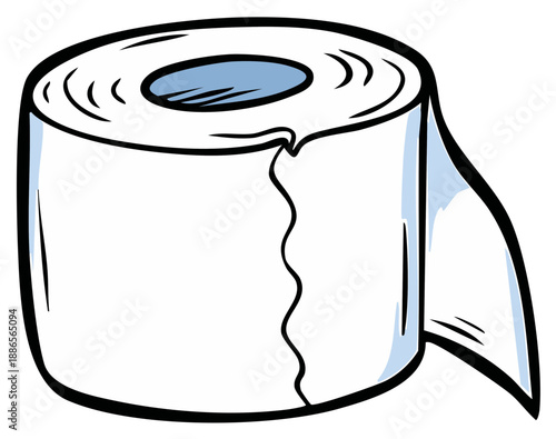 Cartoon style white toilet paper roll vector illustration for bathroom hygiene product