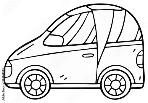 Car Cartoon Outline Illustration Vehicle Simple Design Transportation Line Drawing Automotive Coloring Book Page