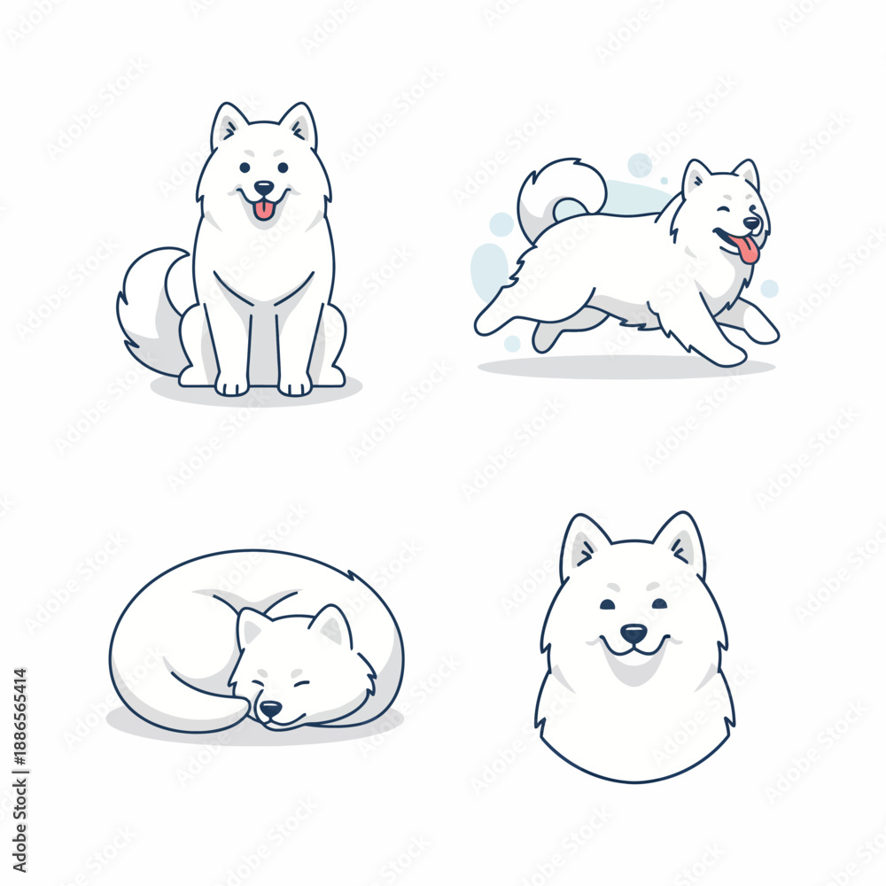 Fototapeta premium Adorable Samoyed Dog Vector Illustration