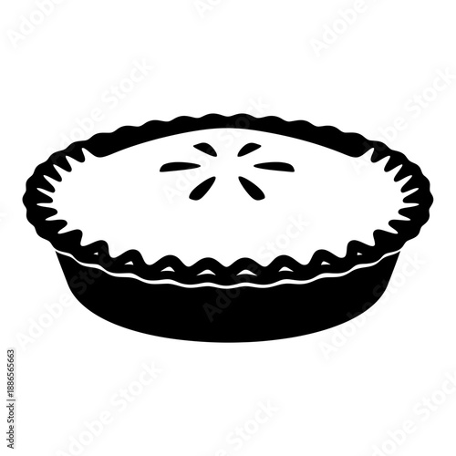 Whole Fruit Pie Silhouette Bakery Dessert Vector Icon Isolated on White Background Sweet Food Symbol