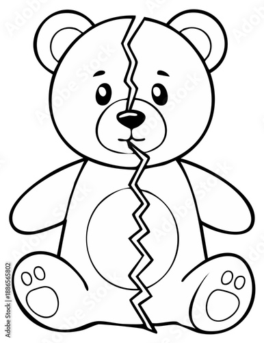 Wallpaper Mural Broken Teddy Bear Toy Outline Drawing for Coloring Torontodigital.ca