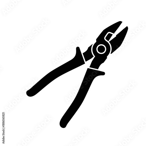 Pliers Wire Cutter Silhouette Handyman Tool Vector Icon Isolated on White Background Repair Equipment
