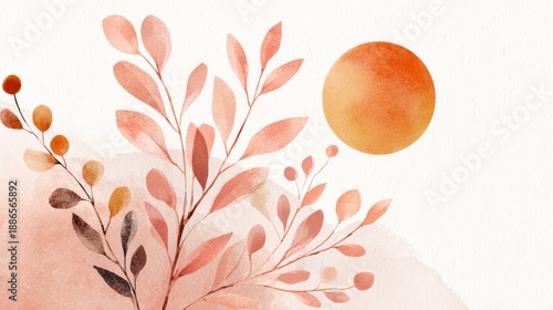 Sun and leaves in warm colors