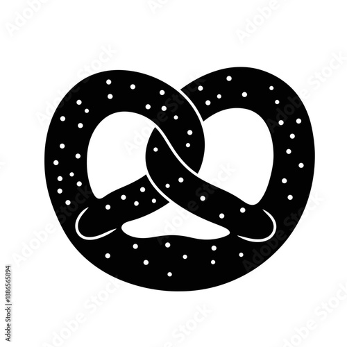 Pretzel Salty Snack Silhouette Bakery Item Vector Icon Isolated on White Background Oktoberfest Food