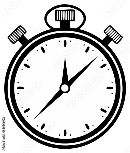 Wallpaper Mural Classic Stopwatch Icon in Black and White with Stylized Numerals and Hands Torontodigital.ca