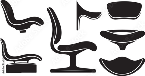 Modern chair design elements in black and white colors