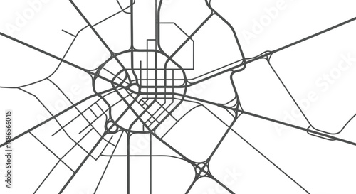 Abstract City Map Vector Illustration with Roads and Streets Network