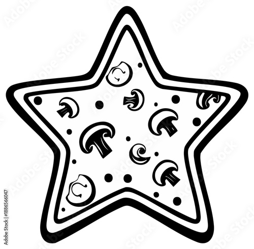 Wallpaper Mural Star shaped pizza illustration with mushroom toppings, festive food design, holiday cuisine Torontodigital.ca