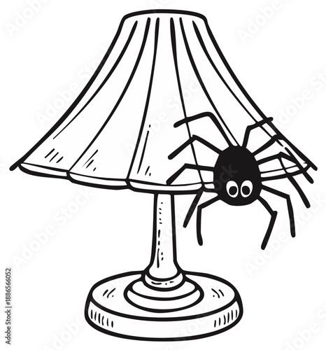Wallpaper Mural Cartoon Spider Hanging from Lampshade with Big Eyes and Legs Torontodigital.ca