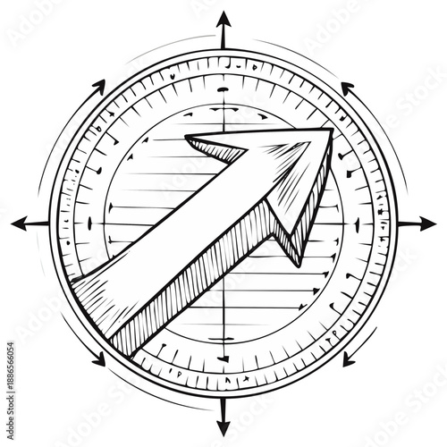 Wallpaper Mural Hand Drawn Compass Arrow Pointing Upward Representing Growth and Direction Torontodigital.ca