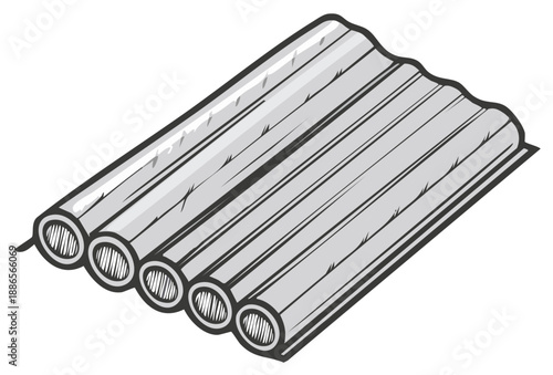 Wallpaper Mural Roll of metal pipes lying flat forming industrial supply stack for architecture or plumbing isometric vector Torontodigital.ca