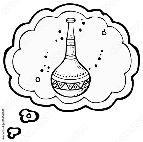 Wallpaper Mural Decorative Bottle in Thought Bubble, Black and White, Conceptual Illustration Torontodigital.ca