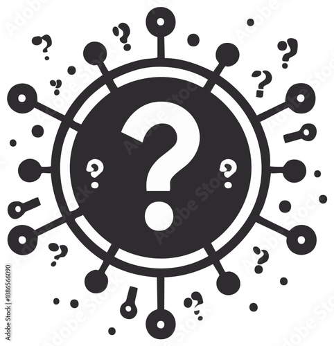 Wallpaper Mural Stylized Question Mark Surrounded by Abstract Particles and Outwardly Reaching Elements Symbolizing Uncertainty Torontodigital.ca