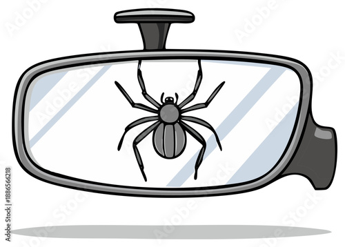 Wallpaper Mural Cartoon car rearview mirror with a spider, illustration, insect and automobiles Torontodigital.ca