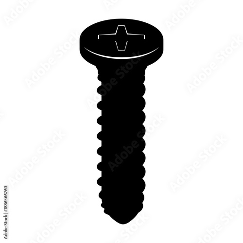 Phillips Head Screw Silhouette Hardware Fastener Vector Icon Isolated on White Background Repair Tool