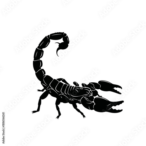 Scorpion Stinging Tail Silhouette Desert Insect Vector Icon Isolated on White Background Dangerous Bug