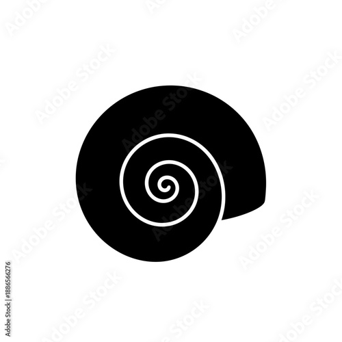 Conch Sea Shell Spiral Silhouette Beach Nature Vector Icon Isolated on White Background Ocean Life
