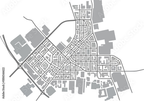 City street map plan with roads and building blocks vector